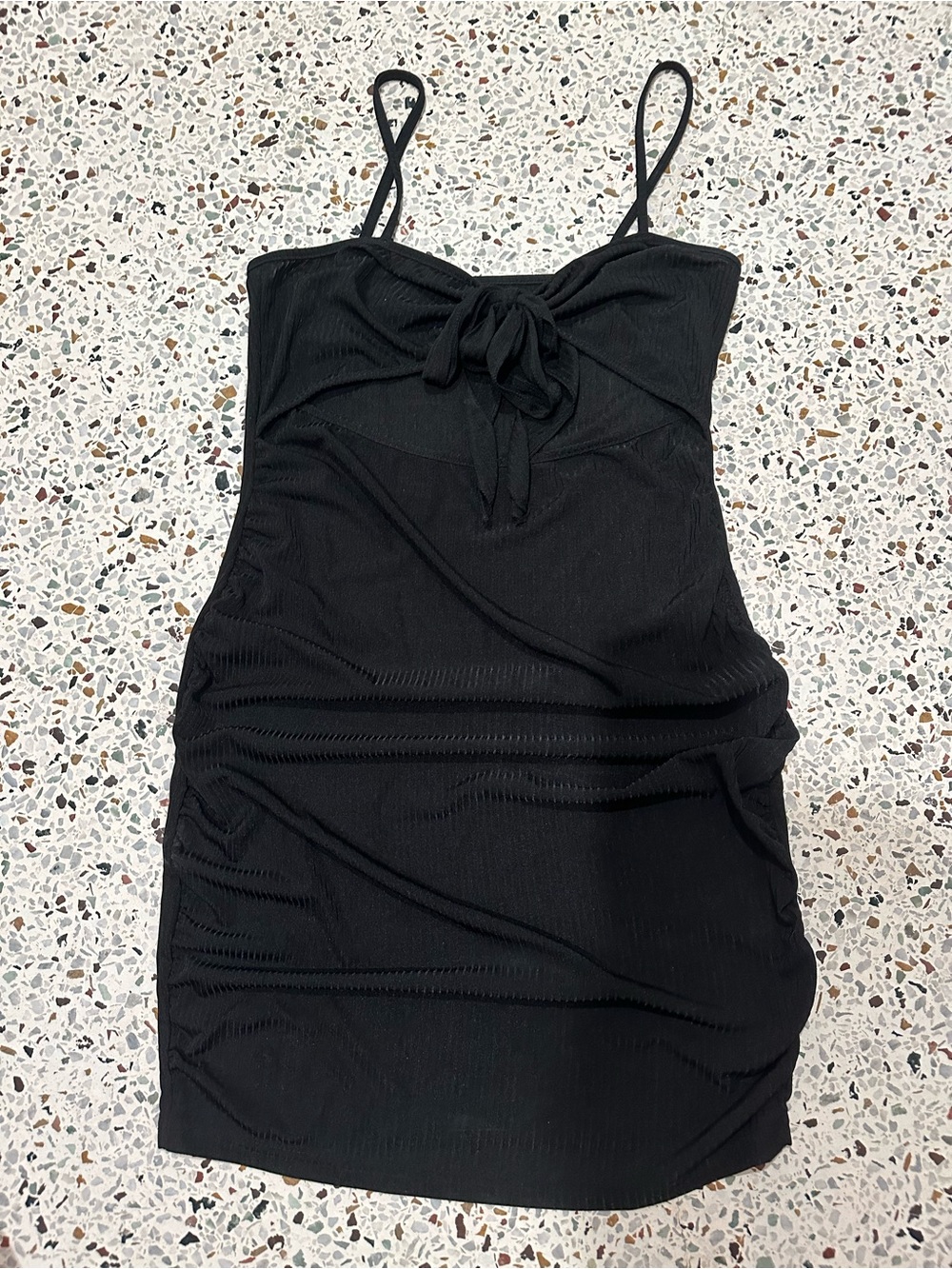 Black Tie-Front Spaghetti Strap Dress